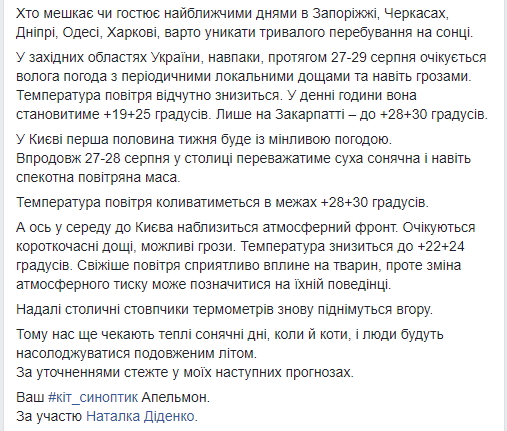 &quot;Теплые солнечные дни&quot;: синоптик дала прогноз погоды на последнюю неделю лета